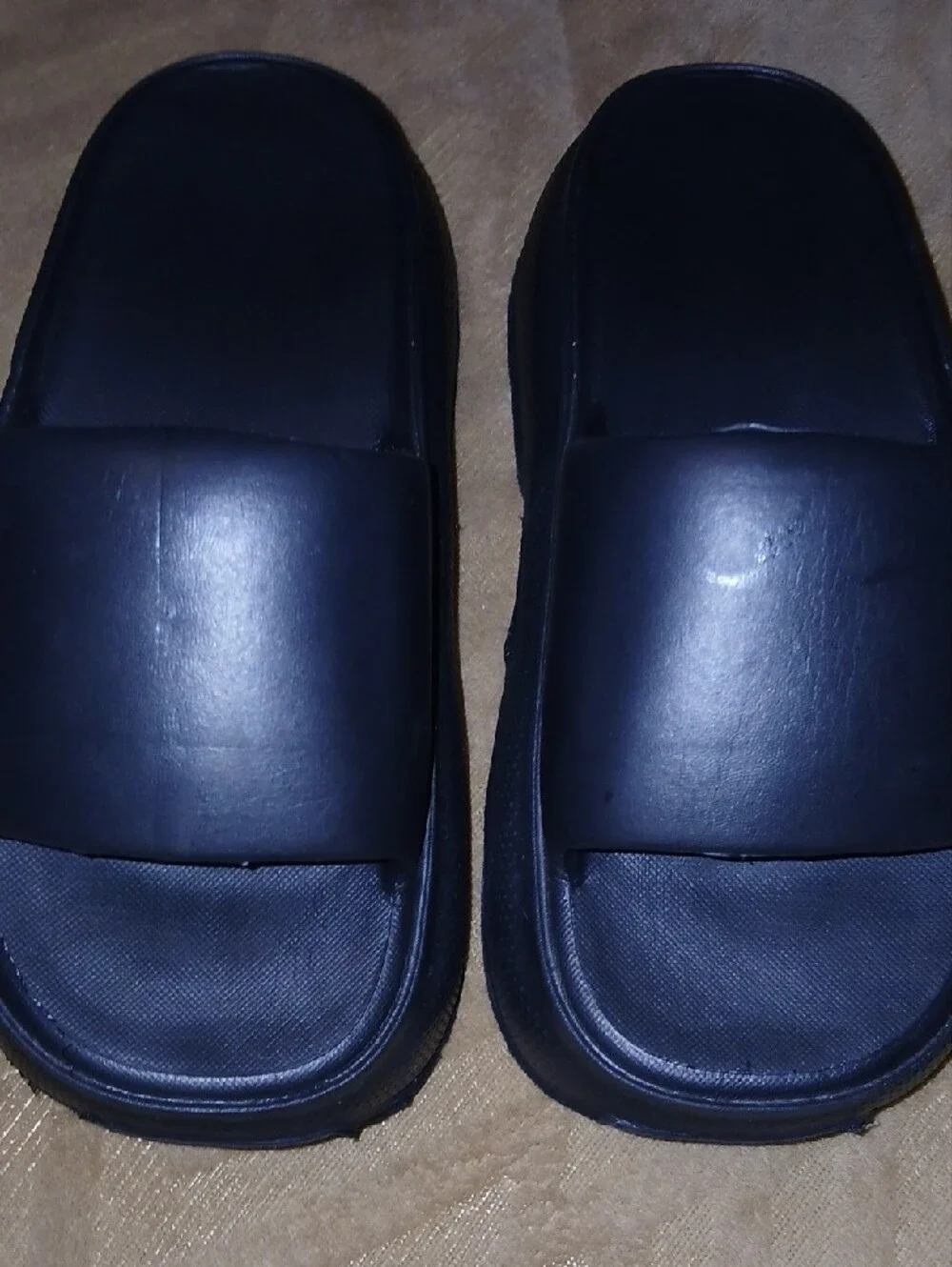 Womens Black Platform Slide Sandals Lightweight Unbranded Sz: 39, 8